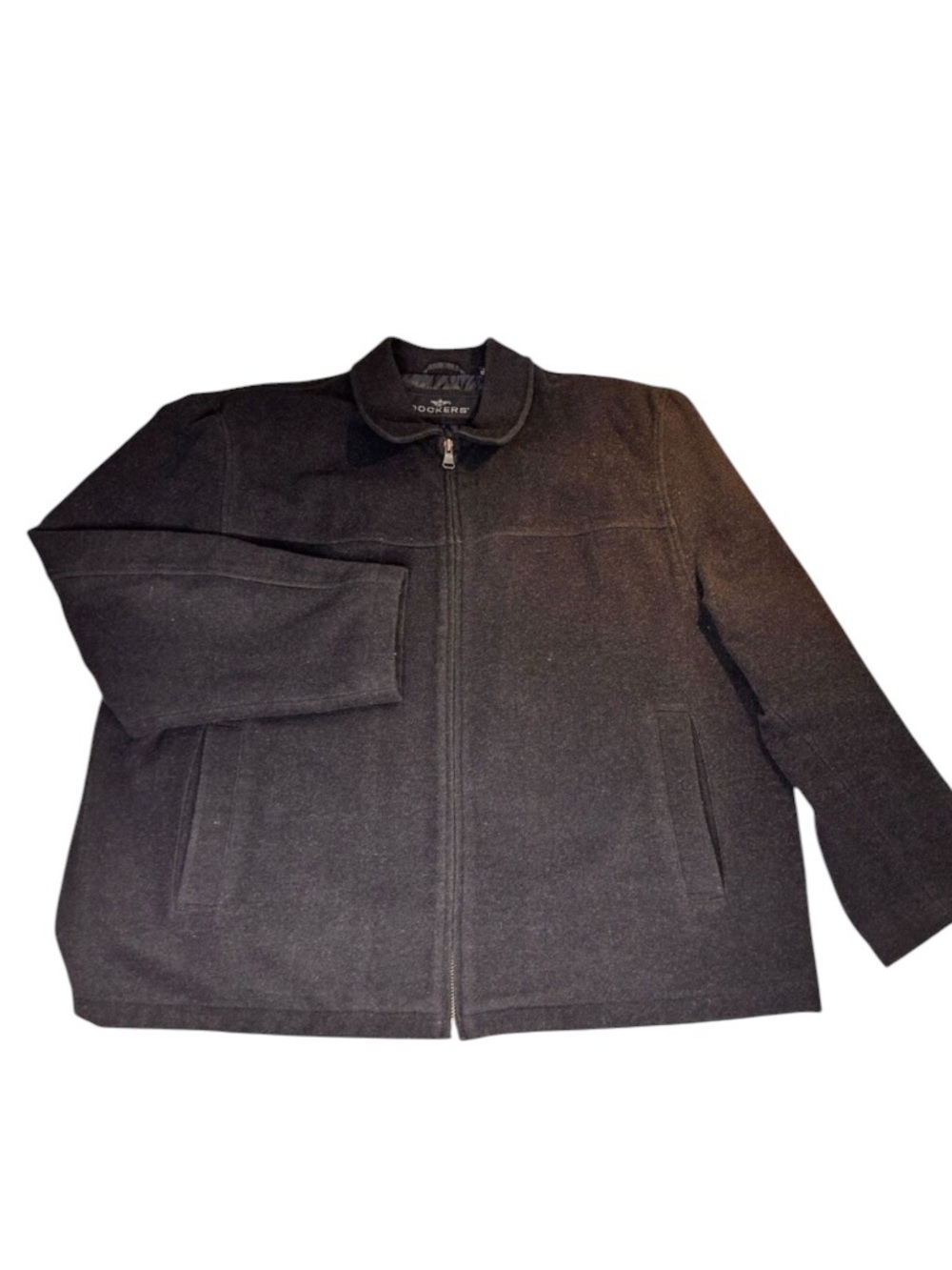 Dockers Wool Blend Bomber Jacket Black Mens XXL Quilted Interior Full Zip